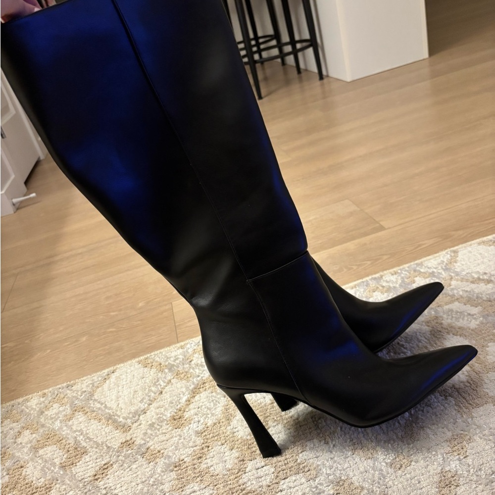 ASOS Black Pointed Toe Heeled Boots (wide calf)